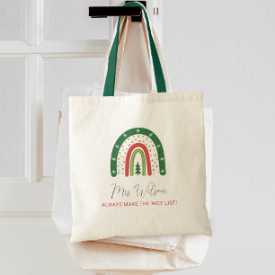 Bolsa Tote Professores do Natal Lista Legal Arco-íris