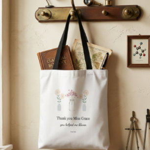 Bolsa Tote Professores Obrigado Florescer Minimalista Estétic