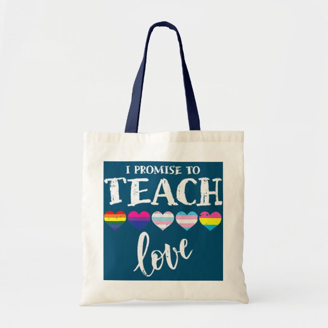 Bolsa Tote Prometo Ensinar Orgulho LGBT LGBT Orgulhoso (Frente)