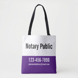 Bolsa Tote Promocional Royal Purple e White Notary Pública