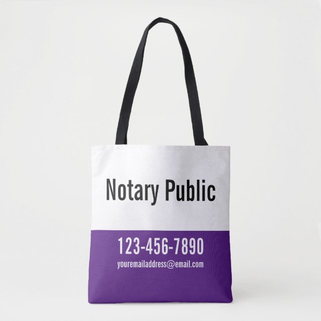 Bolsa Tote Promocional Royal Purple e White Notary Pública (Frente)
