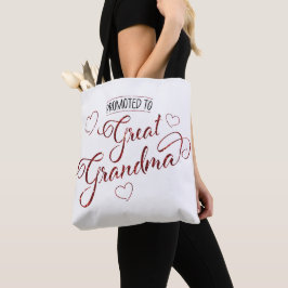 Bolsa Tote Promovida a Bisavó com brilho falso e corações
