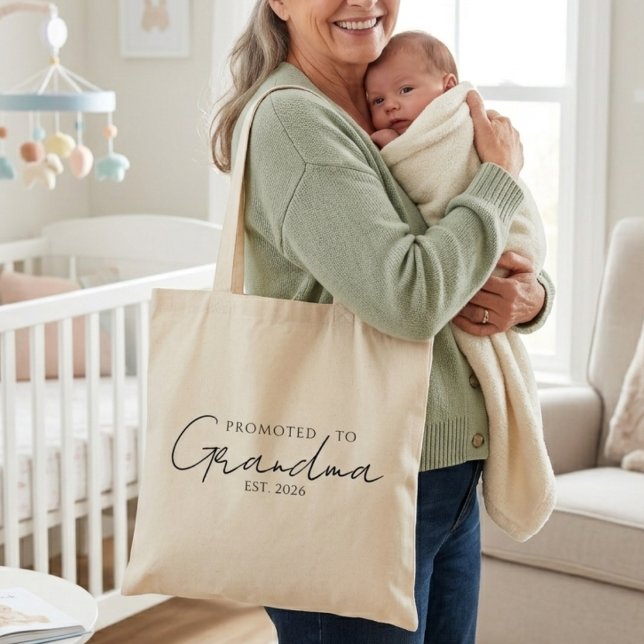 Bolsa Tote Promovido a Avó EST Ano Design Chic (Criador carregado)