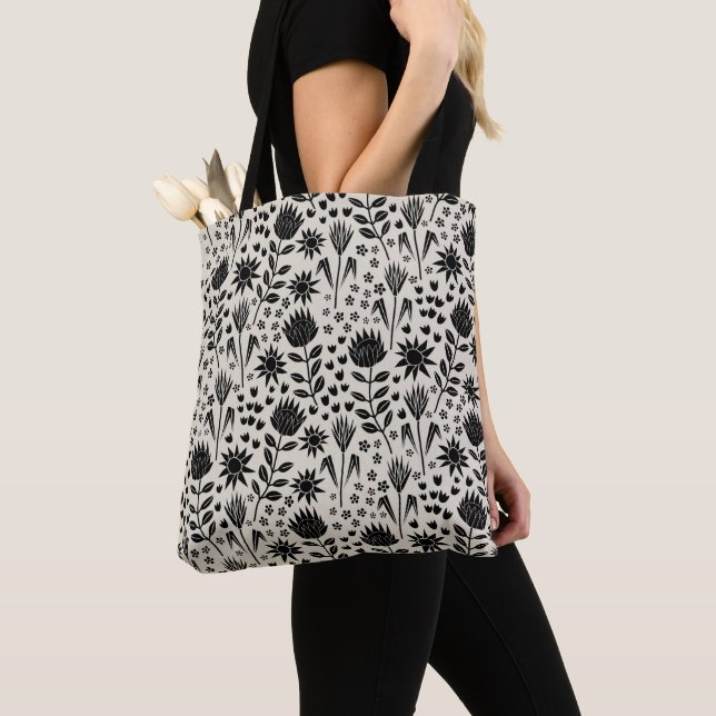 Bolsa Tote Protea Floral Block Impressão Millefleur (Close Up)