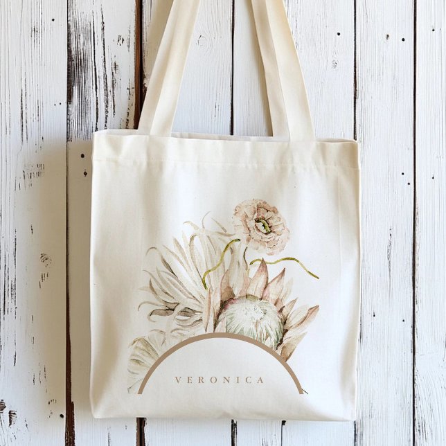 Bolsa Tote Protea Selvagem Boho Pampas Floral Personalizado  (Criador carregado)