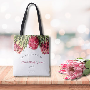 Bolsa Tote Proteas Florais Rosa Moderno Noiva Dama De Honra