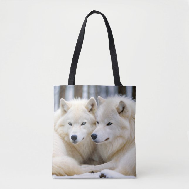 Bolsa Tote Proteção da Natureza Selvagem do Lobo Animal (Frente)