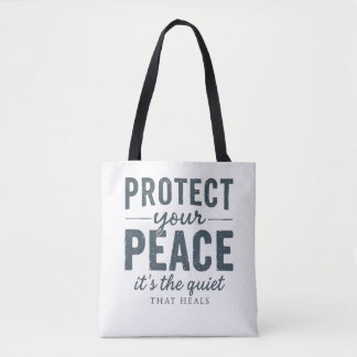 Bolsa Tote Proteja Sua Paz: Tipografia de Cura Silenciosa