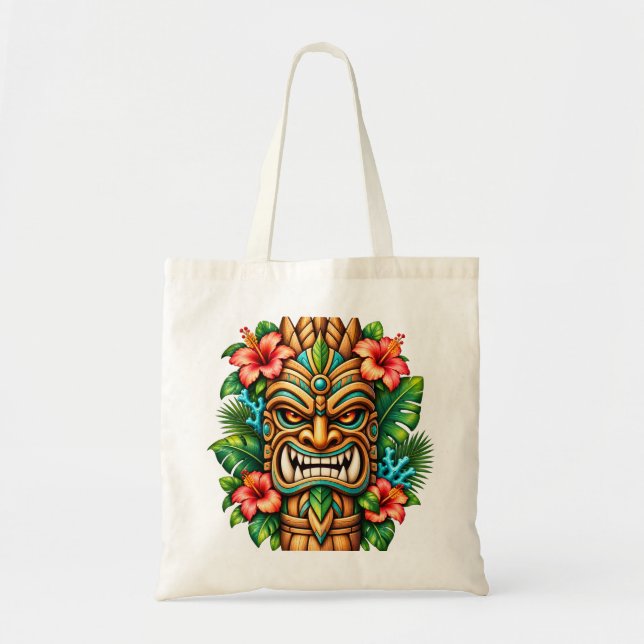Bolsa Tote Protetora Tiki Coroa de Hibisco (Frente)