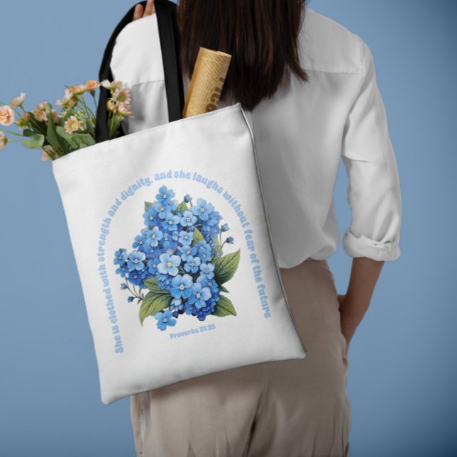 Bolsa Tote Proverbs 31:25 Barras de Tota de Aquarela de Mulhe (Proverbs 31:25 Righteous Woman Watercolor Tote Bag)