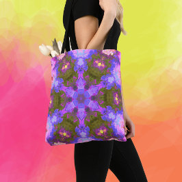 Bolsa Tote Psicodélica Flor Roxo e Azul