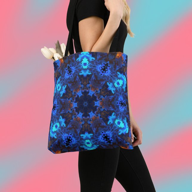 Bolsa Tote Psicodélico Azul Hippie e Laranja (Criador carregado)