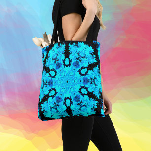 Bolsa Tote Psicodélico Azul Hippie e Preto