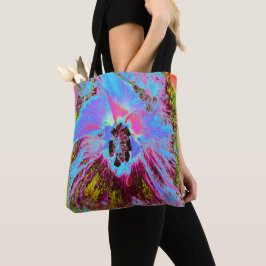 Bolsa Tote Psicodélico Cornflower Blue e Magenta Hibiscus