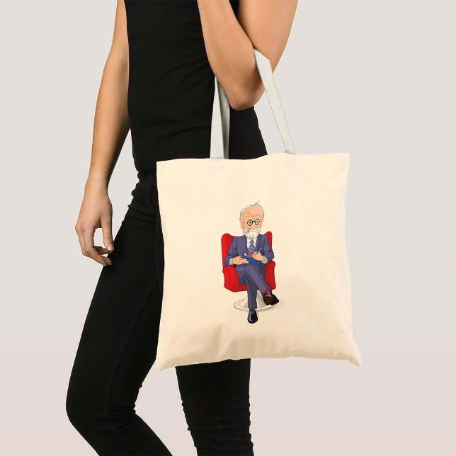 Bolsa Tote Psicólogo de Terno com Bloco de Notas Sentado (Criador carregado)