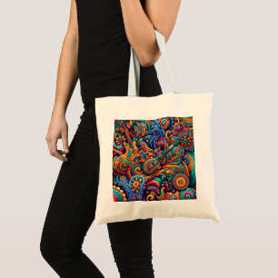 Bolsa Tote Psychedelic Batik Guitar Arte Colorida Música Retr