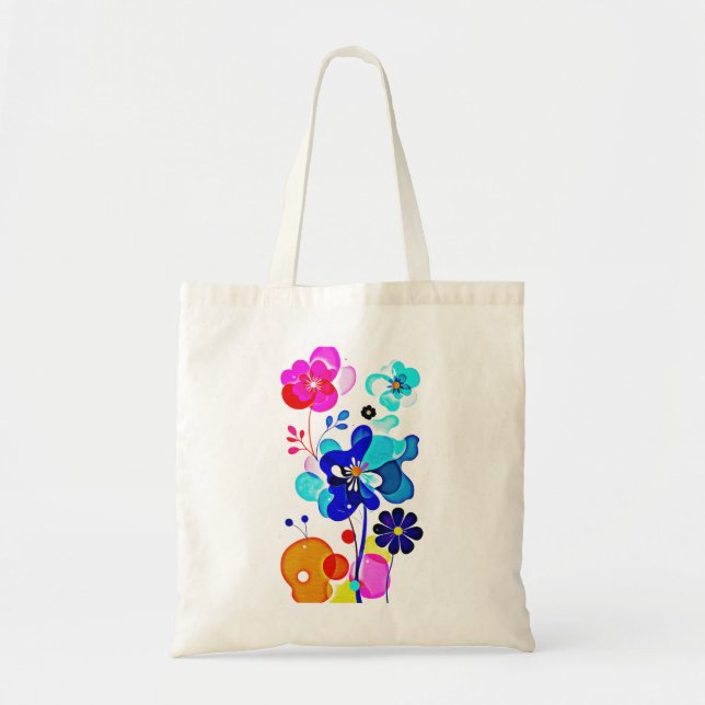 Bolsa Tote Psychedelic Fluid Abstract Colorful Flowers (Frente)