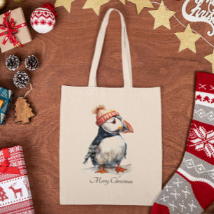 Bolsa Tote Puffin de Natal, personalizável