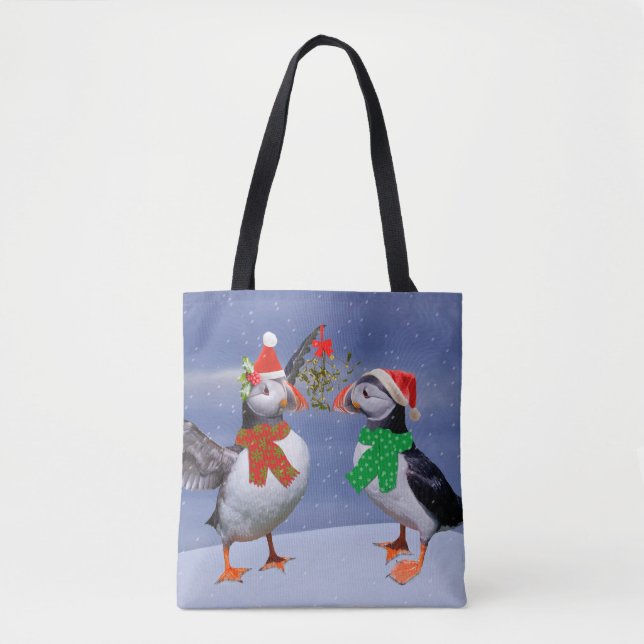 Bolsa Tote Puffins Festivos Por Toda A Impressão (Frente)
