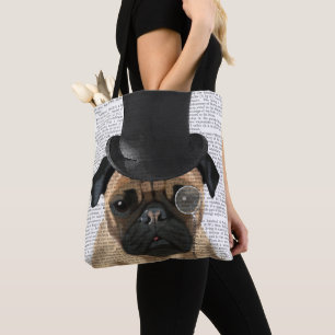 Bolsa Tote Pug, Chapéu Formal e Chapéu