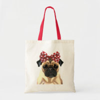 Pug com Arco vermelho na cabeça 2