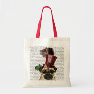 Bolsa Tote Pug com Style Steampunk Top Hat