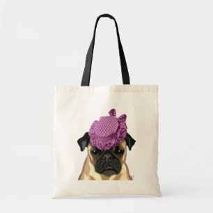 Bolsa Tote Pug com Vintage Purple Hat