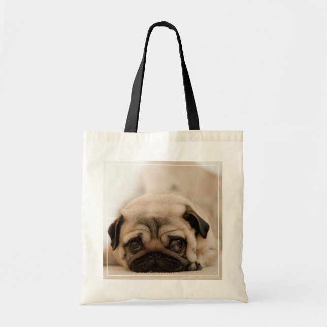Bolsa Tote Pug da fêmea de Tan (Frente)