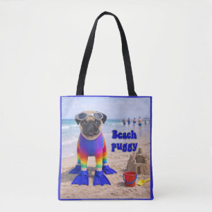 Bolsa Tote Pug da Praia