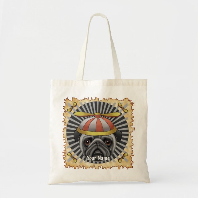 Bolsa Tote Pug de Beanie (Frente)