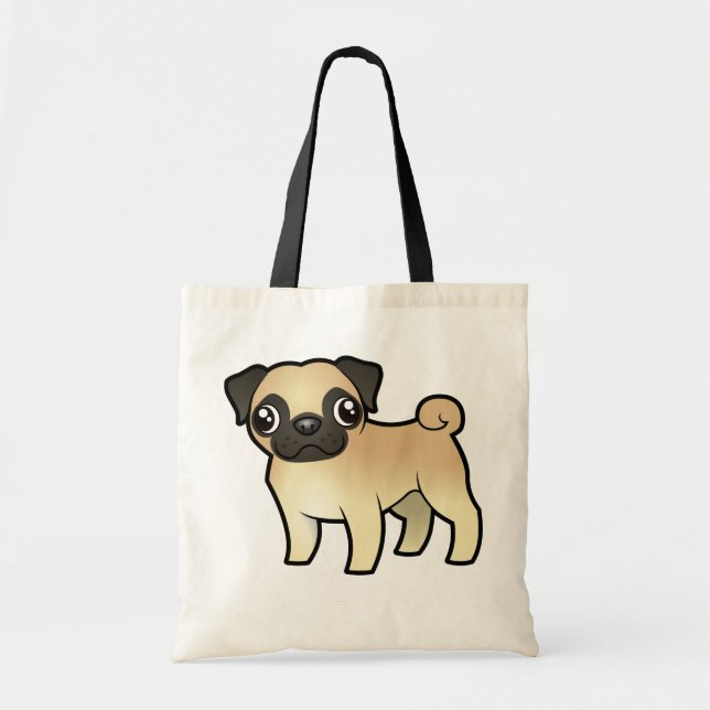 Bolsa Tote Pug dos desenhos animados (Frente)