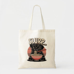 Bolsa Tote Pug Eating Ramen Funny Slurp Acontece