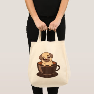 Bolsa Tote Pug Em Um Cãozinho De Café Cãozinho Pet Lover