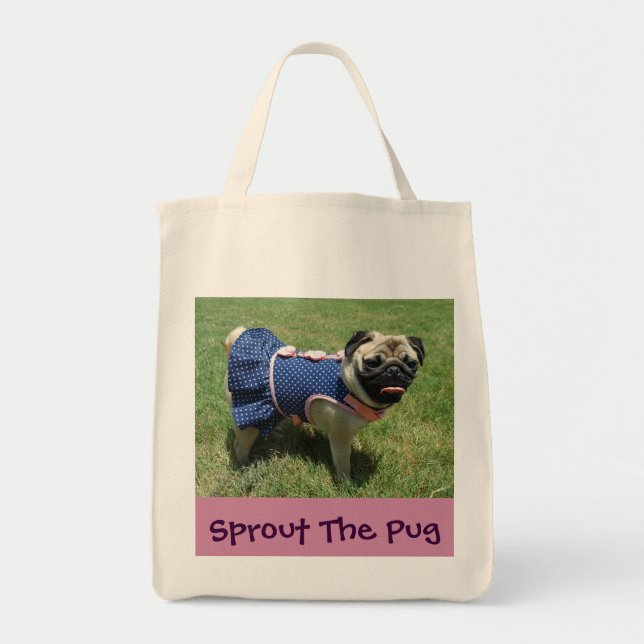 Bolsa Tote Pug em um vestido (Frente)