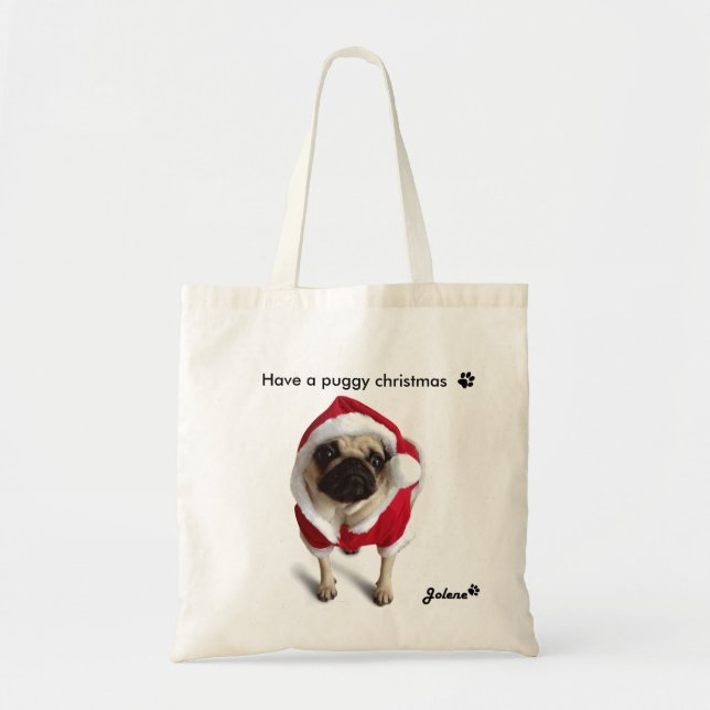 Bolsa Tote Pug Jolene Kersttas (Frente)