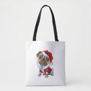 Bolsa Tote Pug Papais noeis Costume Natal Pajama Cachorro Cac