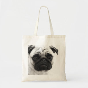 Bolsa Tote Pug preto e branco