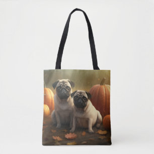 Bolsa Tote Pug Puppy Autumn Delight Pumpkin