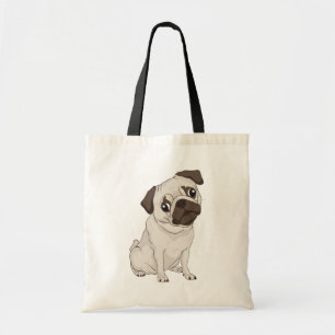 Bolsa Tote Pug Puppy Cão - Canvas de desenho