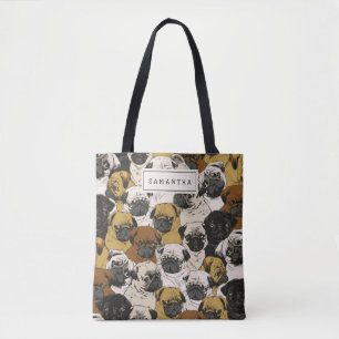 Bolsa Tote Pugs Grumpy / Cães Cute Cute Engraçados Engraça