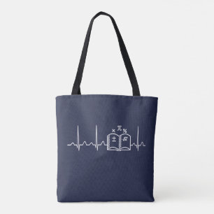 Bolsa Tote Pulsação do coração V2 do professor de matemá