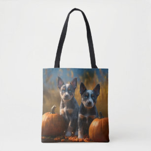 Bolsa Tote Pumpkin Azul de Folha de Ouvido