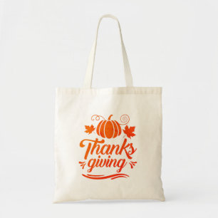 Bolsa Tote Pumpkin Bonito com Tipografia de Ação de Graças