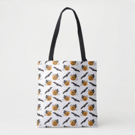 Bolsa Tote Pumpkin Bonito Jack O Lanterna Bat Laranja