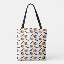 Bolsa Tote Pumpkin Bonito Jack O Lanterna Bat Laranja