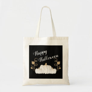Bolsa Tote Pumpkin Branco e Bonito Feliz Dia das Bruxas Negro