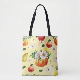 Bolsa Tote Pumpkin, crisântemo: ilustração da fruta de outono