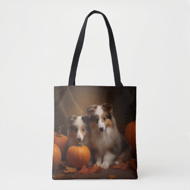 Bolsa Tote Pumpkin de Abóbora de Shetland Sheepdog (Frente)