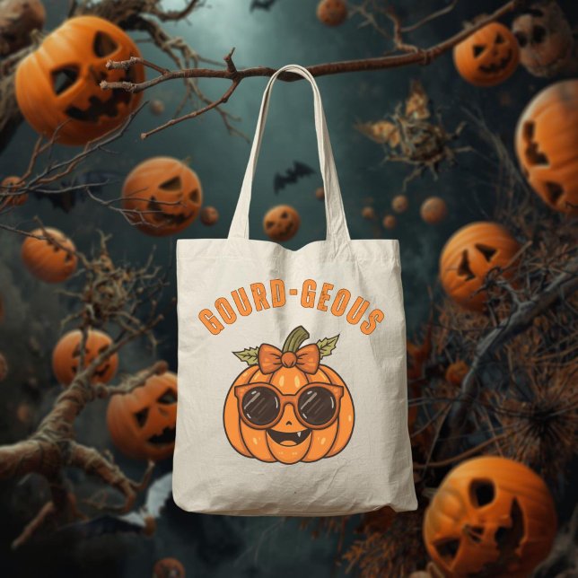 Bolsa Tote Pumpkin de Comida de Halloween, geous-da-cabra (Criador carregado)