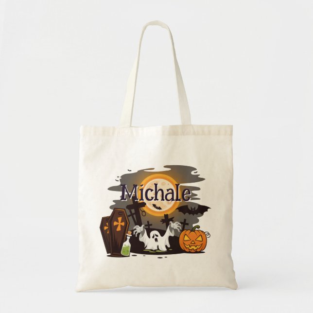 Bolsa Tote Pumpkin de Ghost Coffin do Fantasma Personalizado  (Frente)